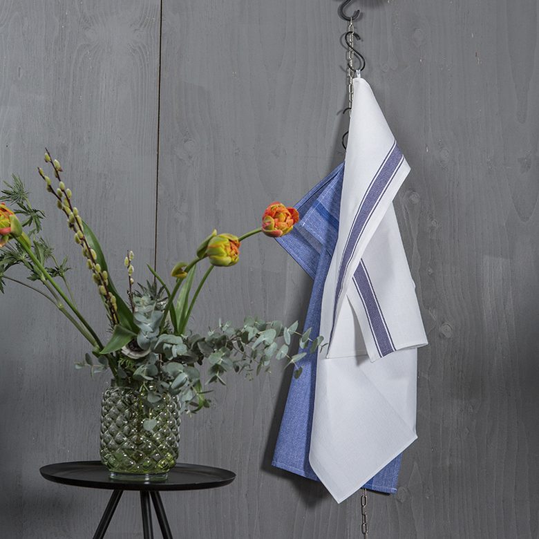 Kökshandduk Vit med Blå rand - Bild 3