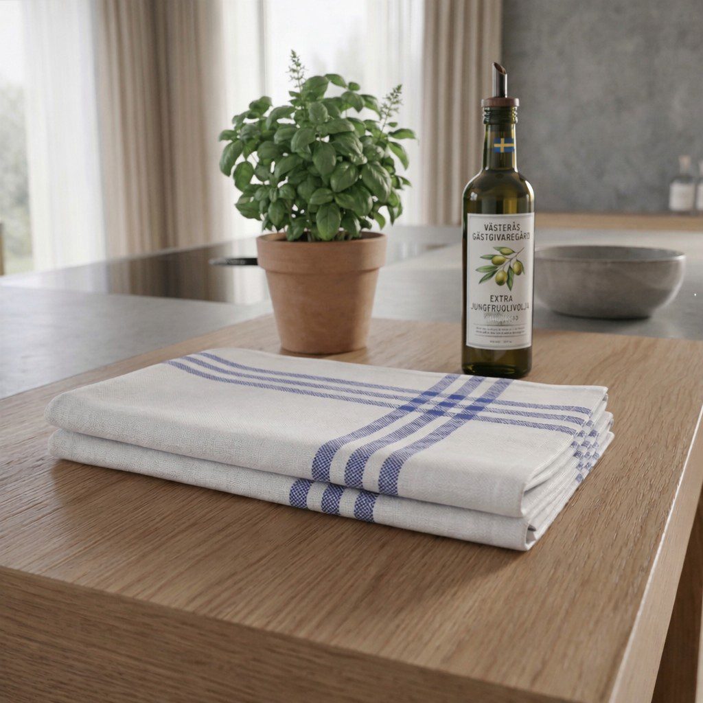 Kökshandduk - Klassiska blå bårder